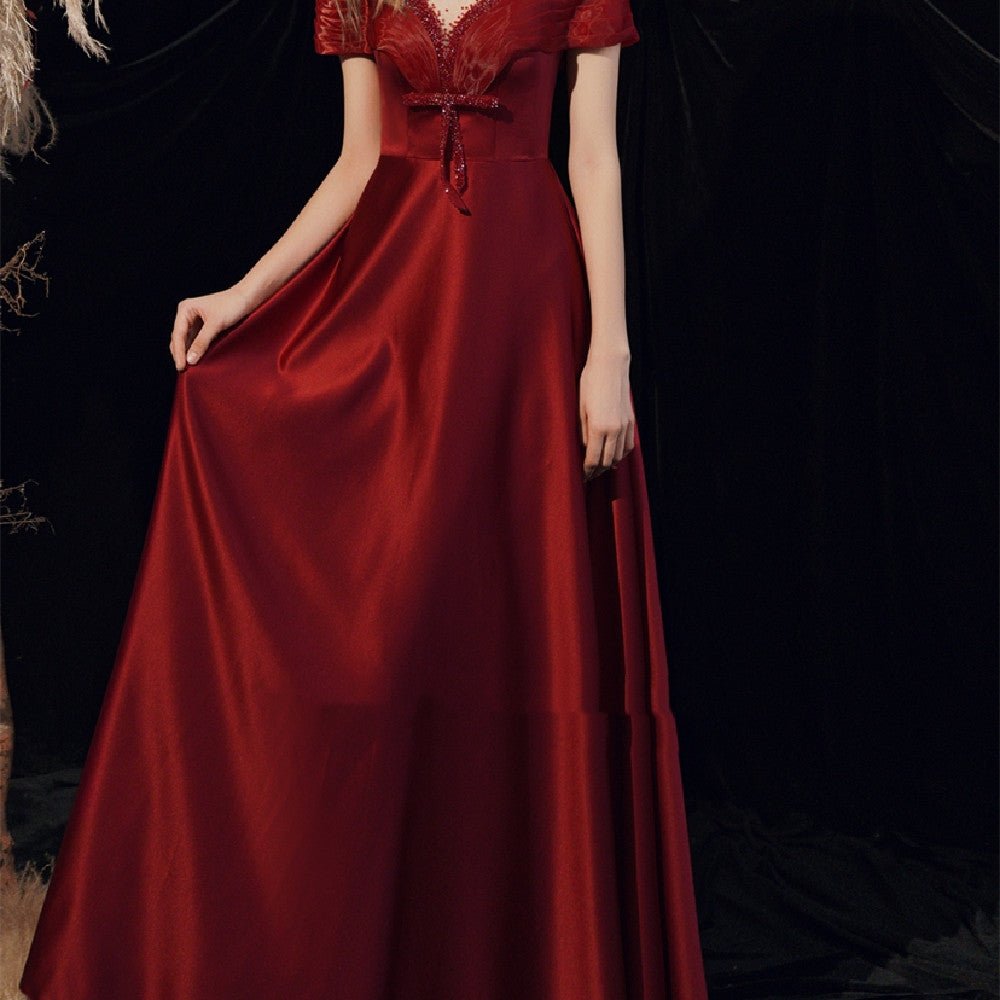 Wine Red Bandage Evening Dress - Luzilly Bridal & Apparel