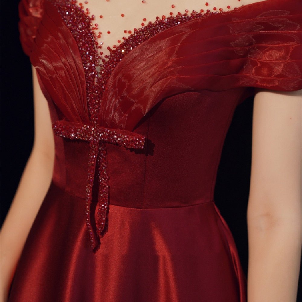 Wine Red Bandage Evening Dress - Luzilly Bridal & Apparel