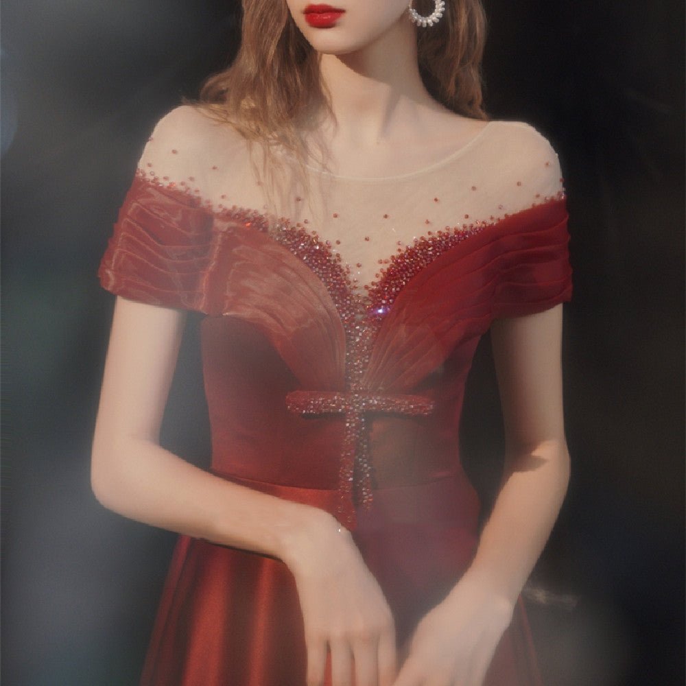 Wine Red Bandage Evening Dress - Luzilly Bridal & Apparel