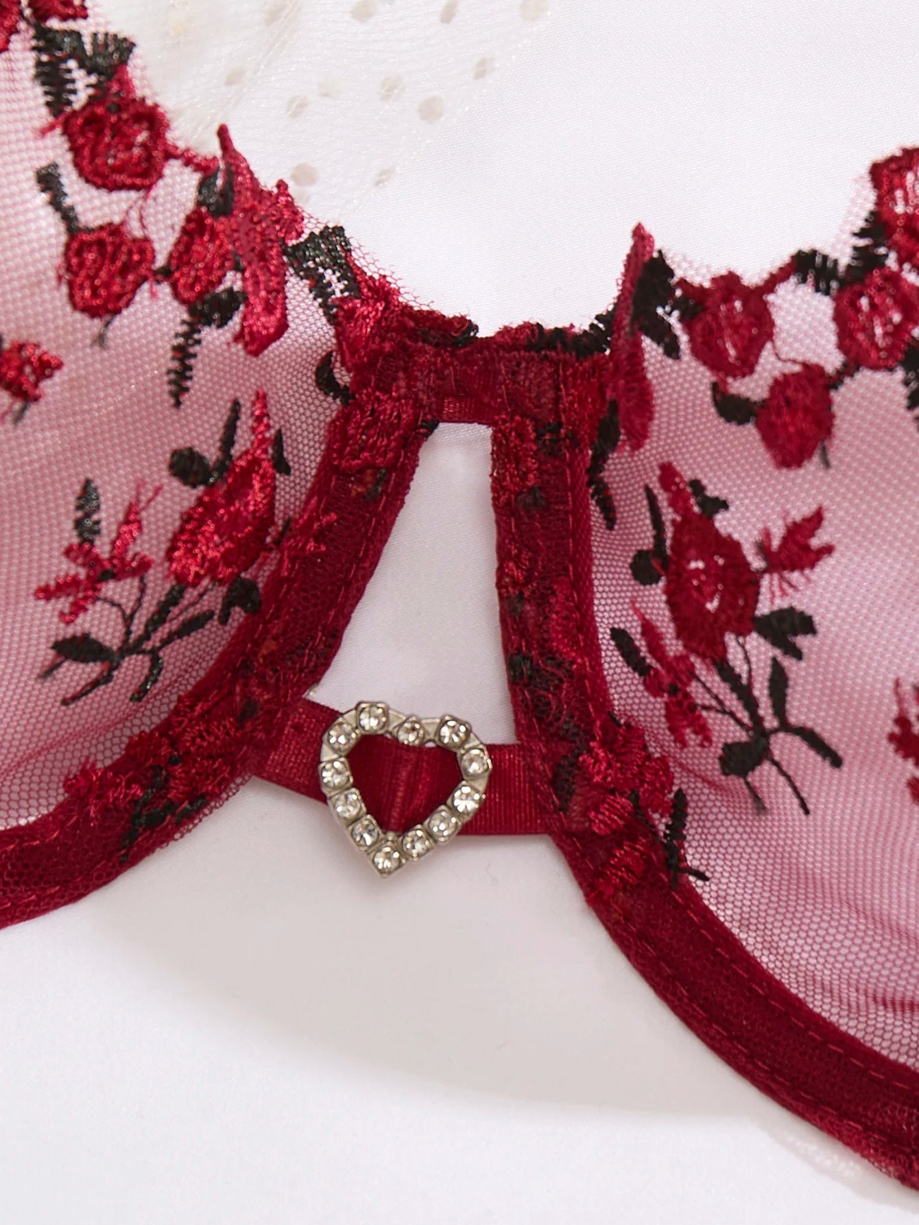 Wine Red Embroidered Bra & Panty Set - Luzilly Bridal & Apparel