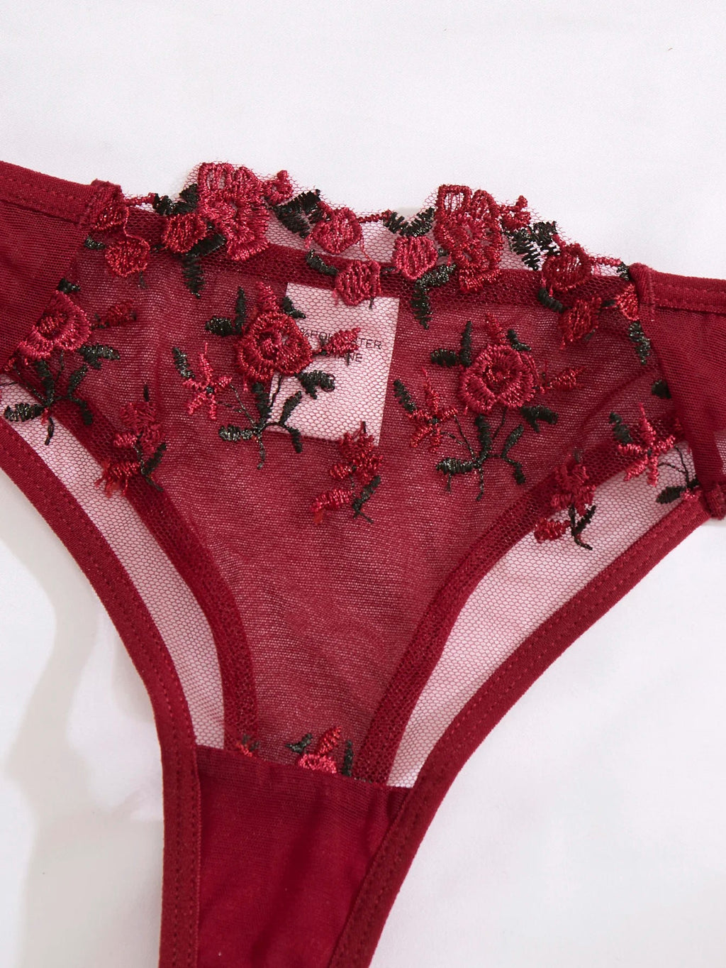 Wine Red Embroidered Bra & Panty Set - Luzilly Bridal & Apparel