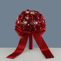 Wine Red Satin & Pearl Bridal Bouquet - Luzilly Bridal & Apparel