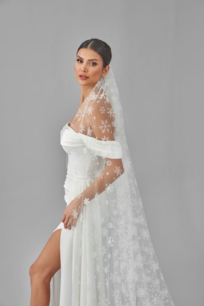Winter Inspired Cathedral Wedding Veil - Luzilly Bridal & Apparel