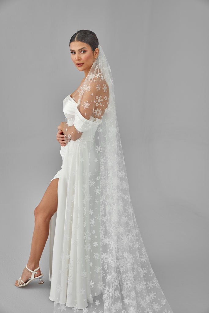 Winter Inspired Cathedral Wedding Veil - Luzilly Bridal & Apparel