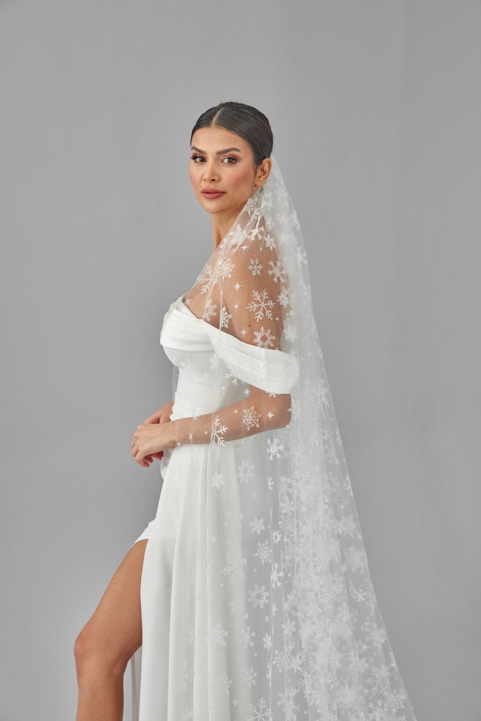 Winter Inspired Cathedral Wedding Veil - Luzilly Bridal & Apparel