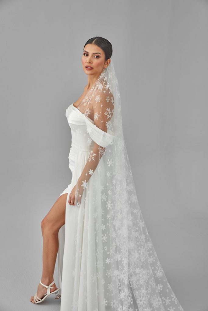 Winter Inspired Cathedral Wedding Veil - Luzilly Bridal & Apparel