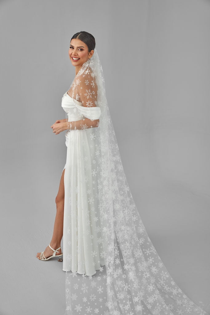 Winter Inspired Cathedral Wedding Veil - Luzilly Bridal & Apparel
