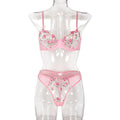 Women Clothing Sexy Lingerie Exquisite Fresh Little Floral Two Piece Embroidery Set - Luzilly Bridal & Apparel