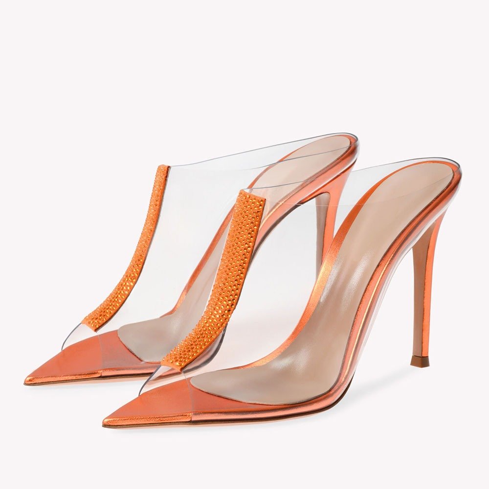 Women Sexy PVC Rhinestone Sandals Open Toe Thin High Heel Shoes Banquet Party Wedding Shoes - Luzilly Bridal & Apparel