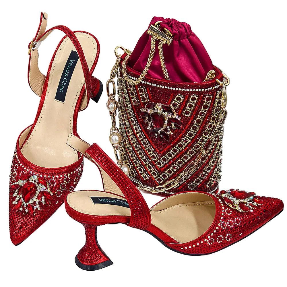 Women Shoes and Bag Set With Rhinestone Handbag EDTR54 - Luzilly Bridal & Apparel