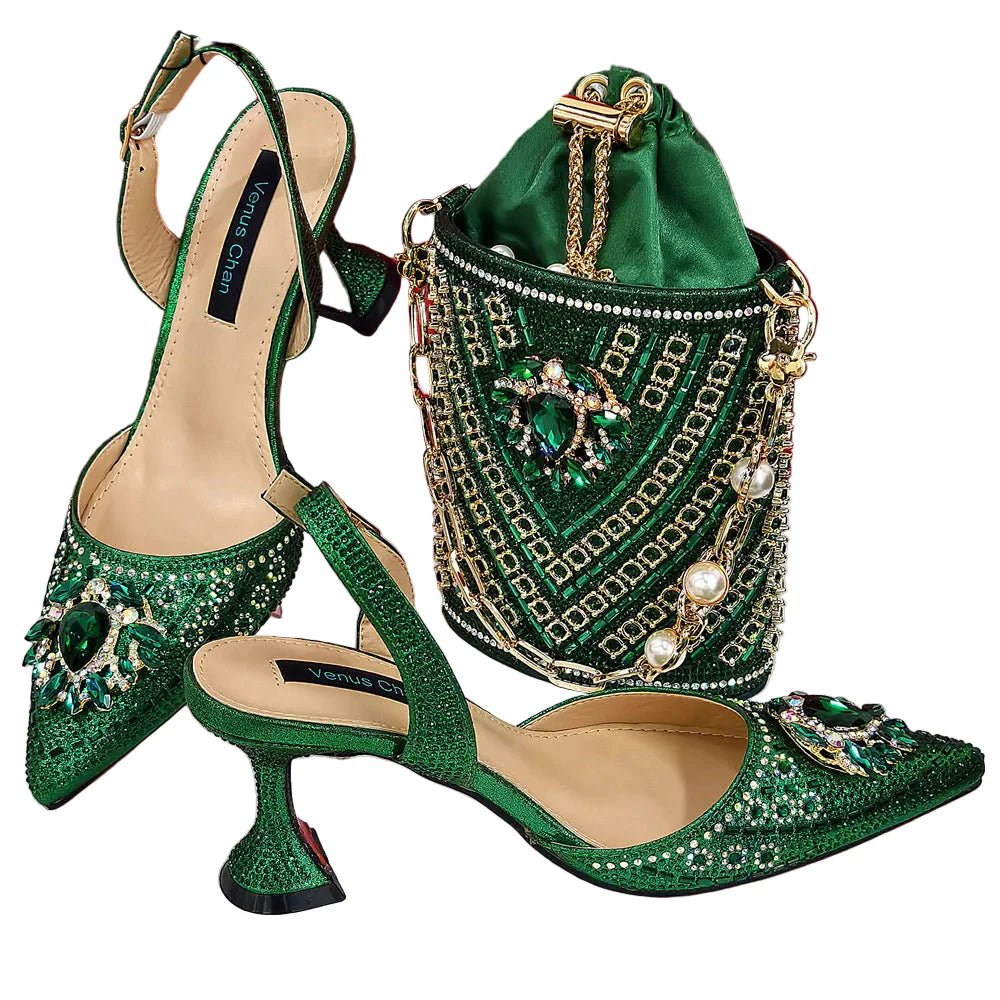 Women Shoes and Bag Set With Rhinestone Handbag EDTR54 - Luzilly Bridal & Apparel