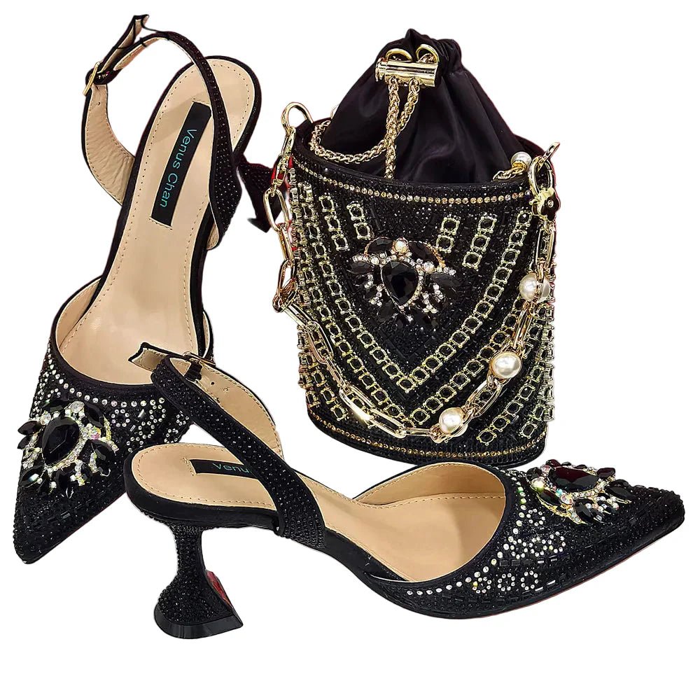 Women Shoes and Bag Set With Rhinestone Handbag EDTR54 - Luzilly Bridal & Apparel