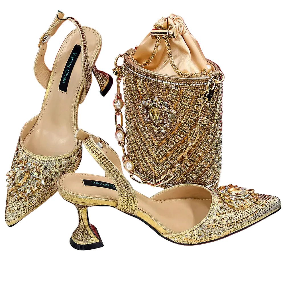 Women Shoes and Bag Set With Rhinestone Handbag EDTR54 - Luzilly Bridal & Apparel