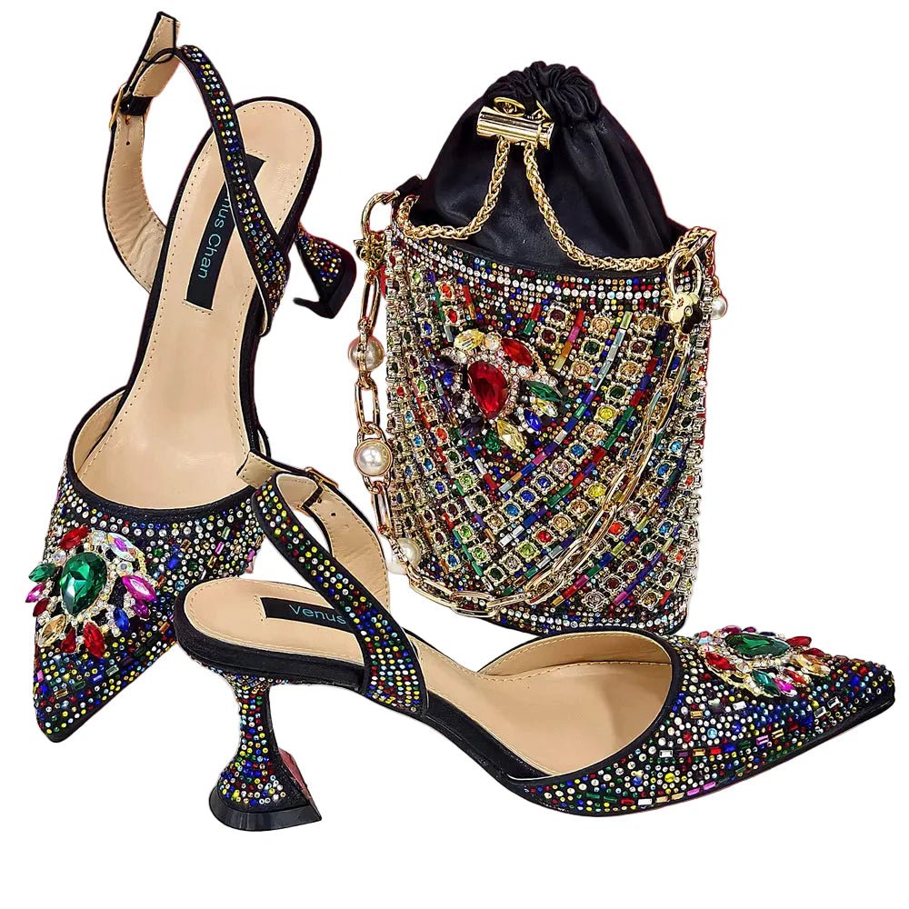 Women Shoes and Bag Set With Rhinestone Handbag EDTR54 - Luzilly Bridal & Apparel