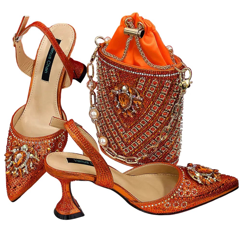 Women Shoes and Bag Set With Rhinestone Handbag EDTR54 - Luzilly Bridal & Apparel