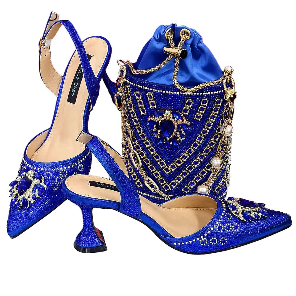 Women Shoes and Bag Set With Rhinestone Handbag EDTR54 - Luzilly Bridal & Apparel