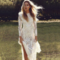 Women's Dress Long Sleeve Lace Sexy Backless Floor-Length Wedding Dress Formal Gown - Luzilly Bridal & Apparel