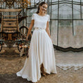 Women's Fashion Casual Jewel Neck Wedding Short Sleeve Top Dress - Luzilly Bridal & Apparel