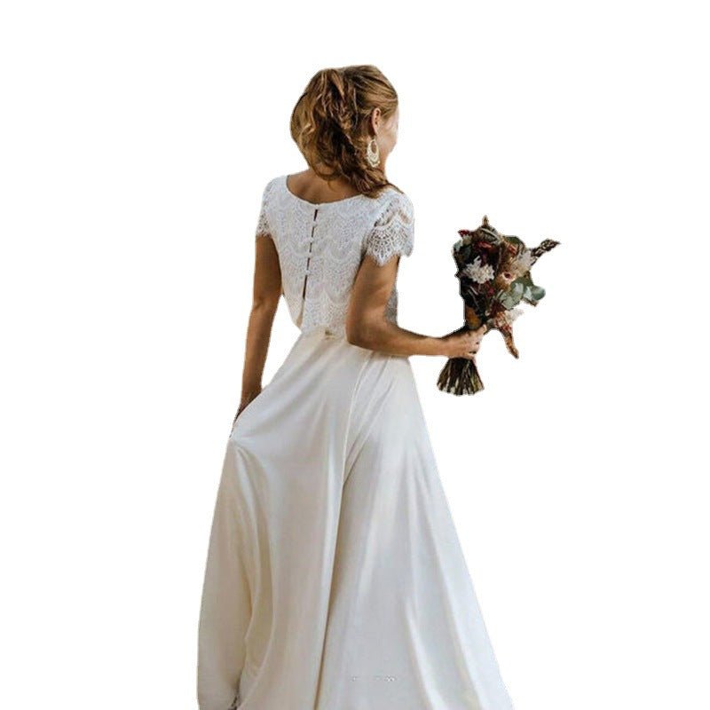 Women's Fashion Casual Jewel Neck Wedding Short Sleeve Top Dress - Luzilly Bridal & Apparel