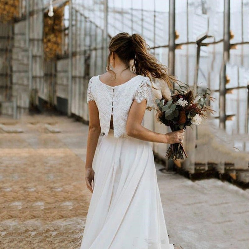 Women's Fashion Casual Jewel Neck Wedding Short Sleeve Top Dress - Luzilly Bridal & Apparel