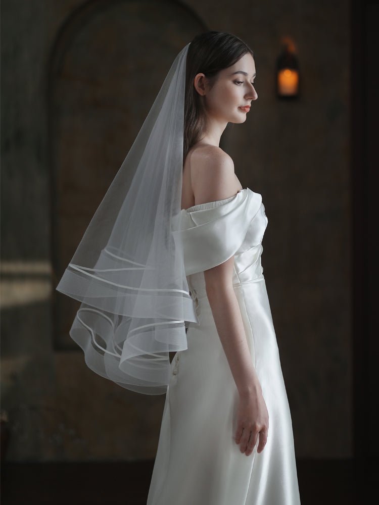 Women's Fashion Simple Double Layer Bridal Veil - Luzilly Bridal & Apparel