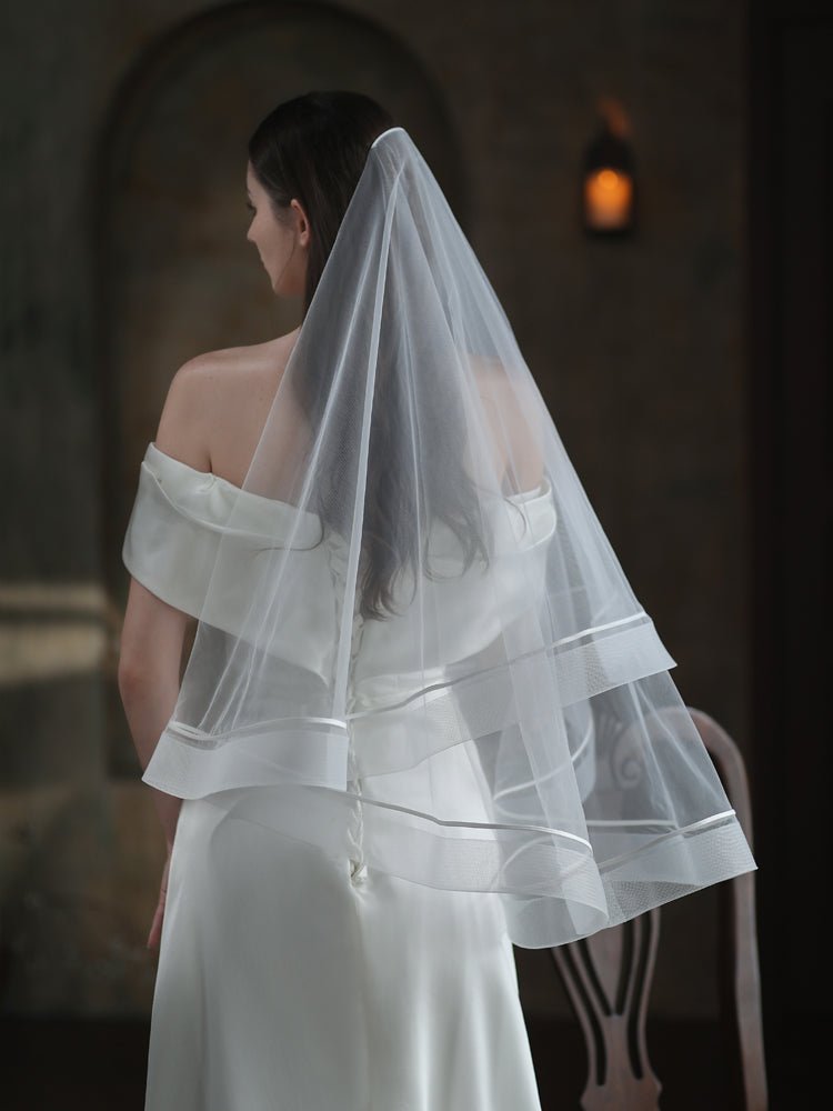 Women's Fashion Simple Double Layer Bridal Veil - Luzilly Bridal & Apparel