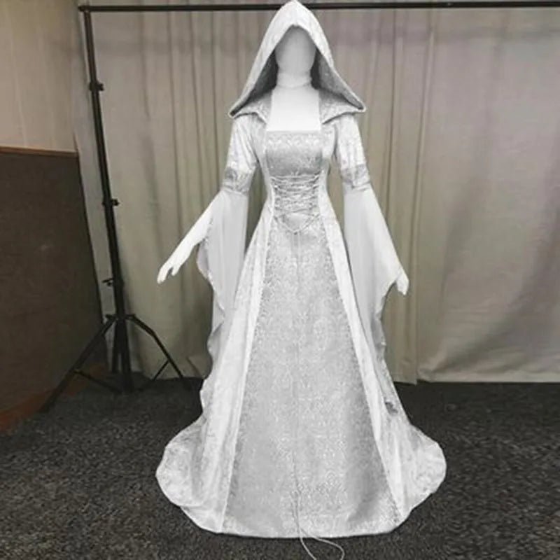 Women's medieval retro style wedding dress 8-color hooded waist dress cosplay - Luzilly Bridal & Apparel