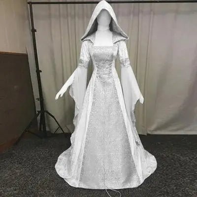 Women's medieval retro style wedding dress 8-color hooded waist dress cosplay - Luzilly Bridal & Apparel