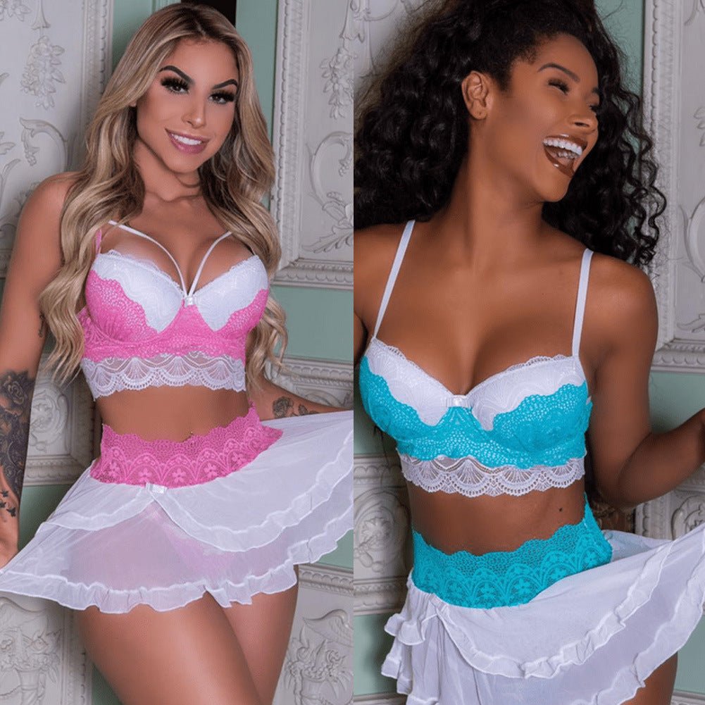 Lace Babydoll Set with Thong - Luzilly Bridal & Apparel