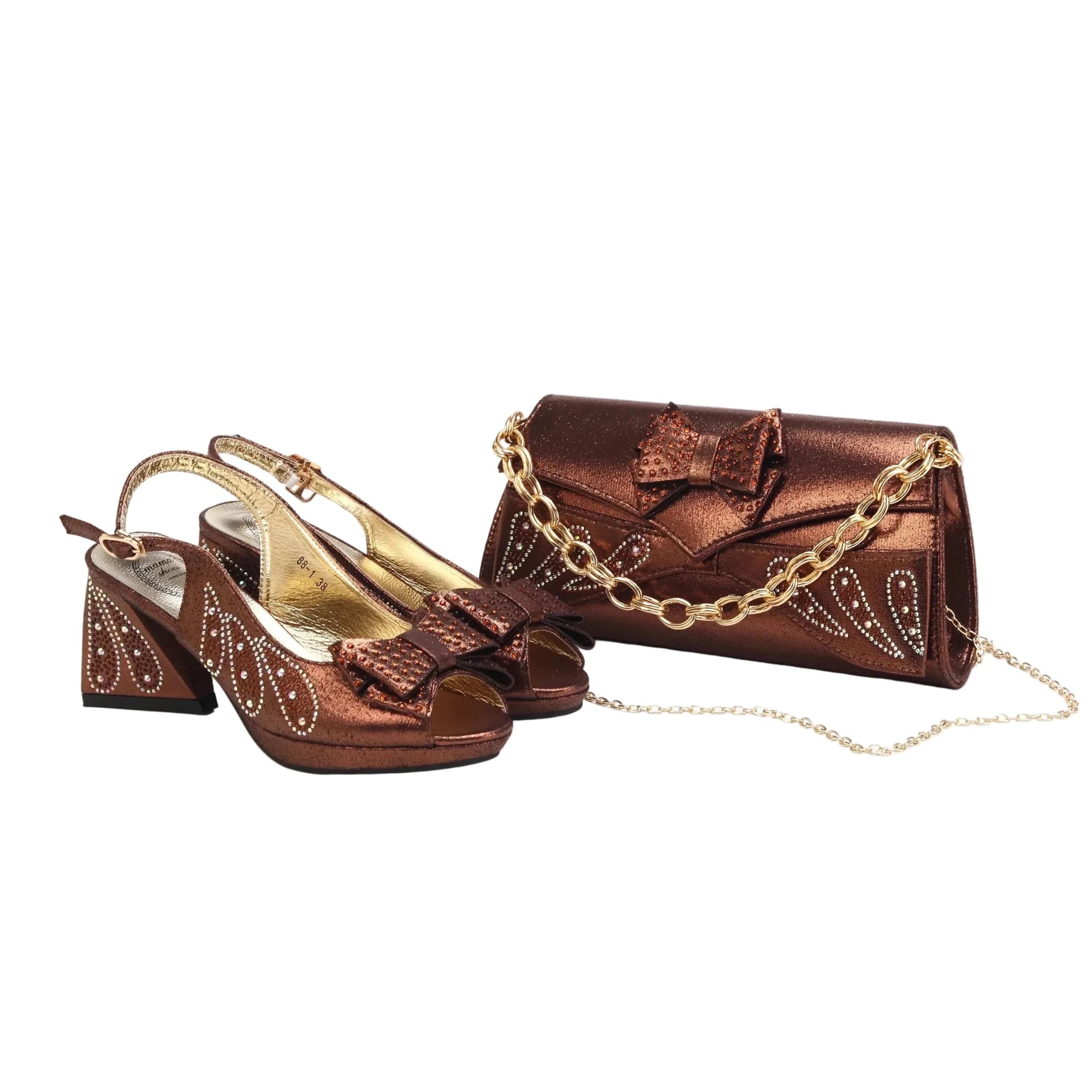 Women's Shoes and Bag Set Peep Toe EDN101 - Luzilly Bridal & Apparel