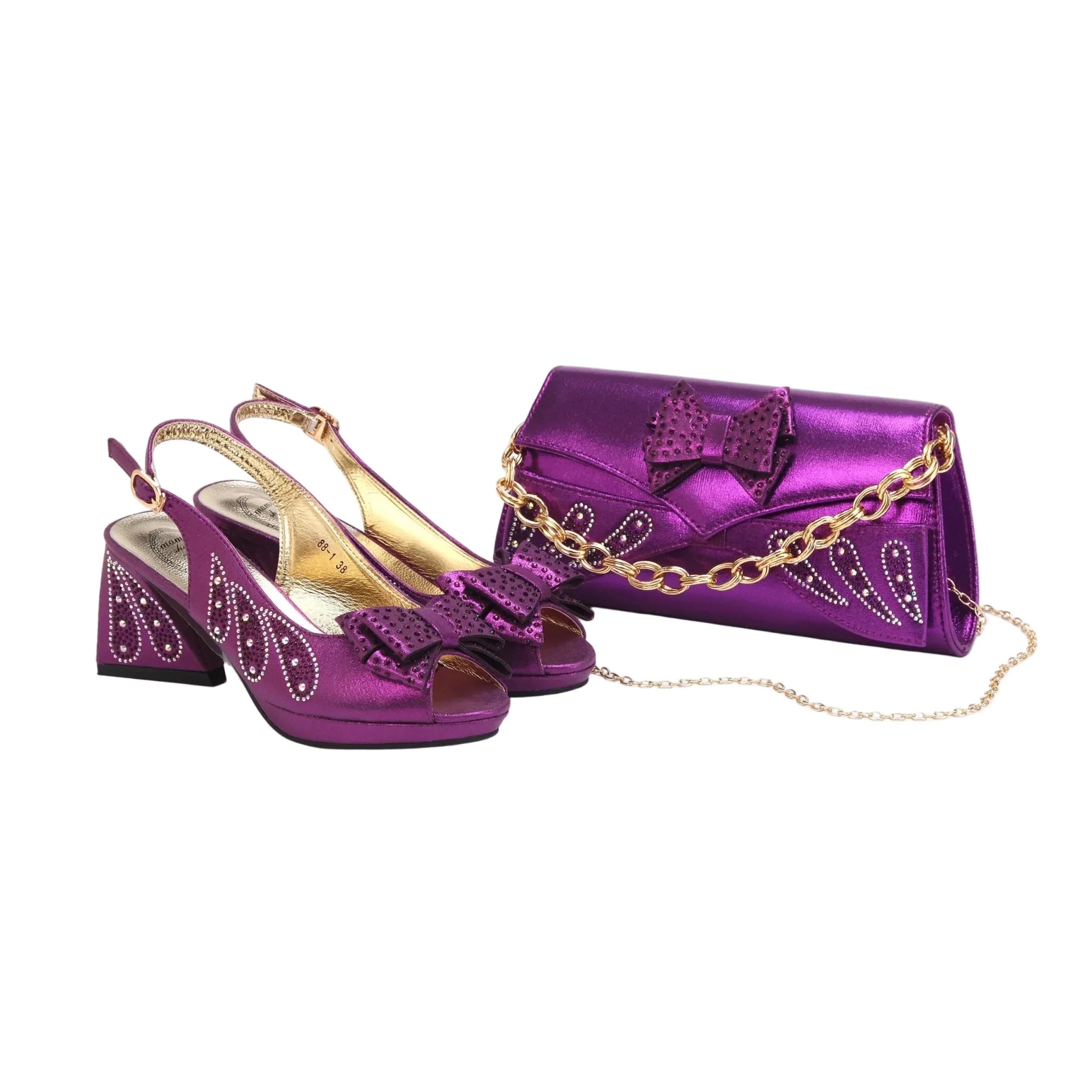 Women's Shoes and Bag Set Peep Toe EDN101 - Luzilly Bridal & Apparel