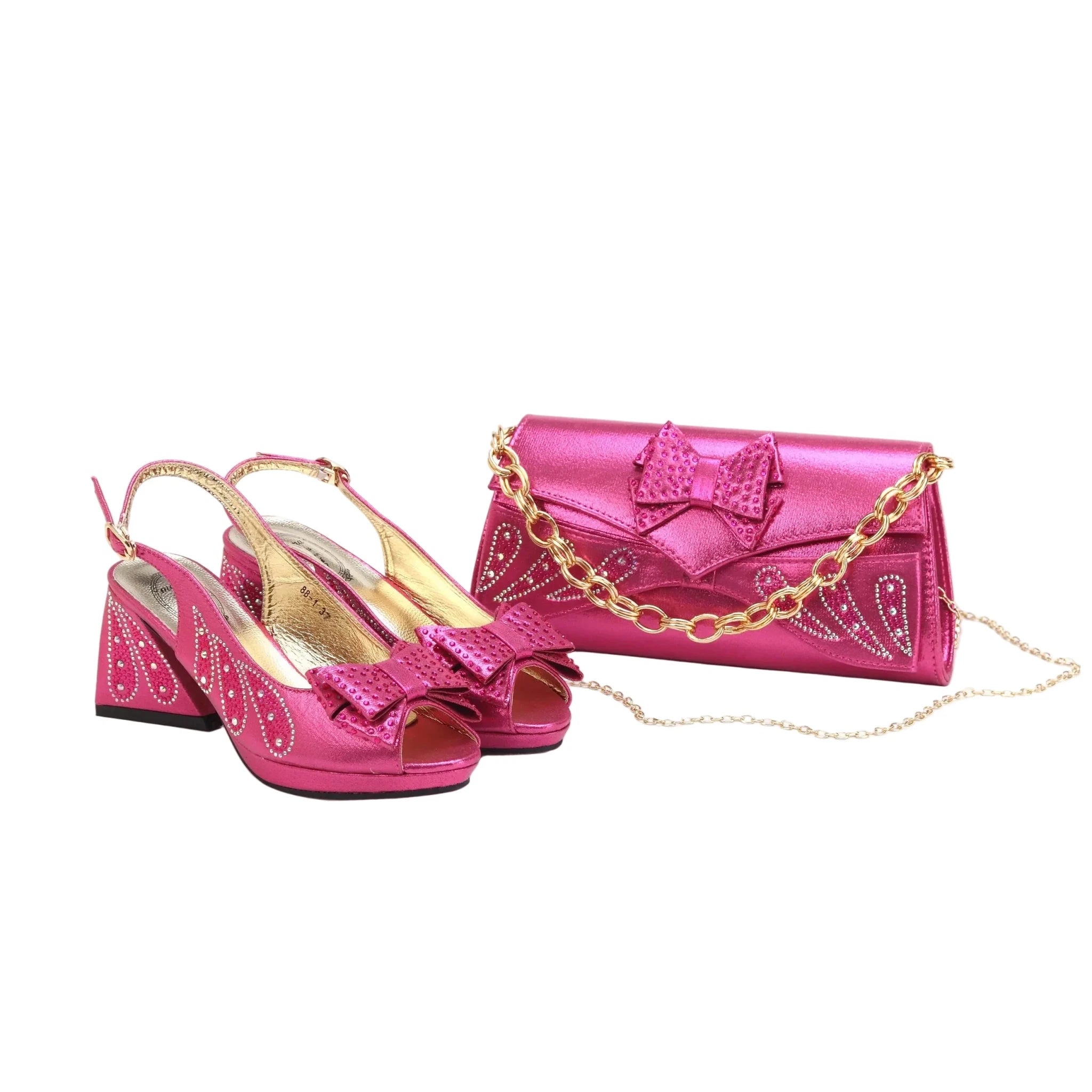 Women's Shoes and Bag Set Peep Toe EDN101 - Luzilly Bridal & Apparel