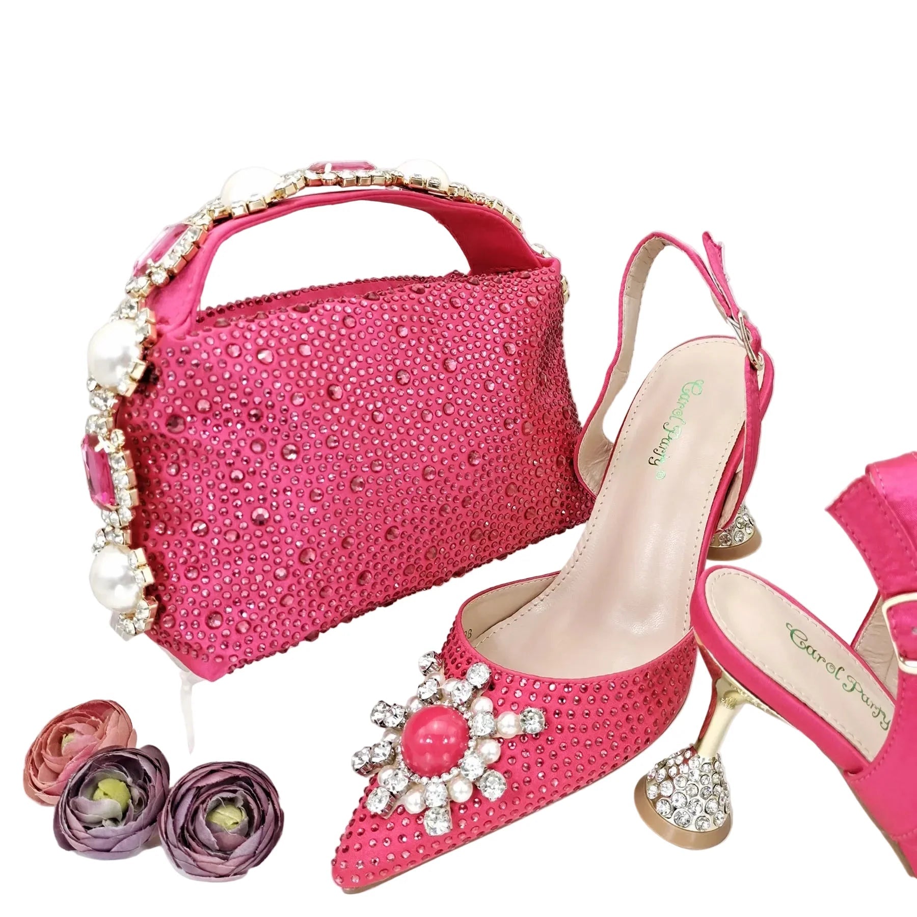 Women's Shoes and Bag Set with Shinning Crystal EDL435 - Luzilly Bridal & Apparel
