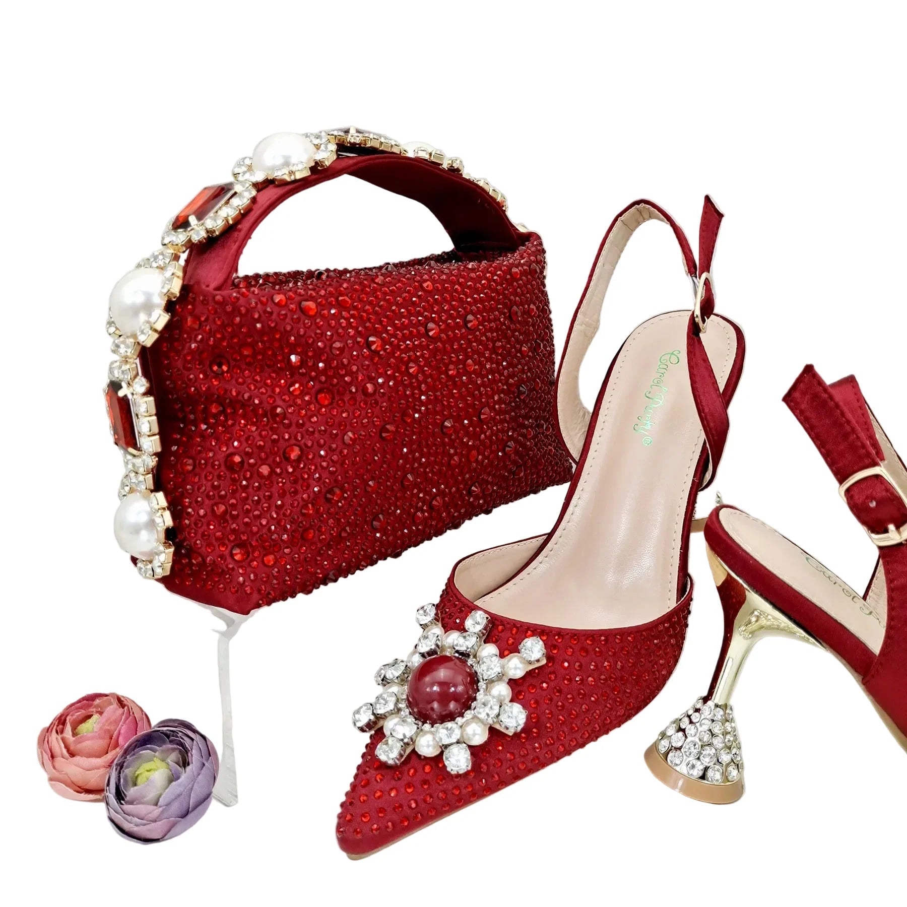 Women's Shoes and Bag Set with Shinning Crystal EDL435 - Luzilly Bridal & Apparel