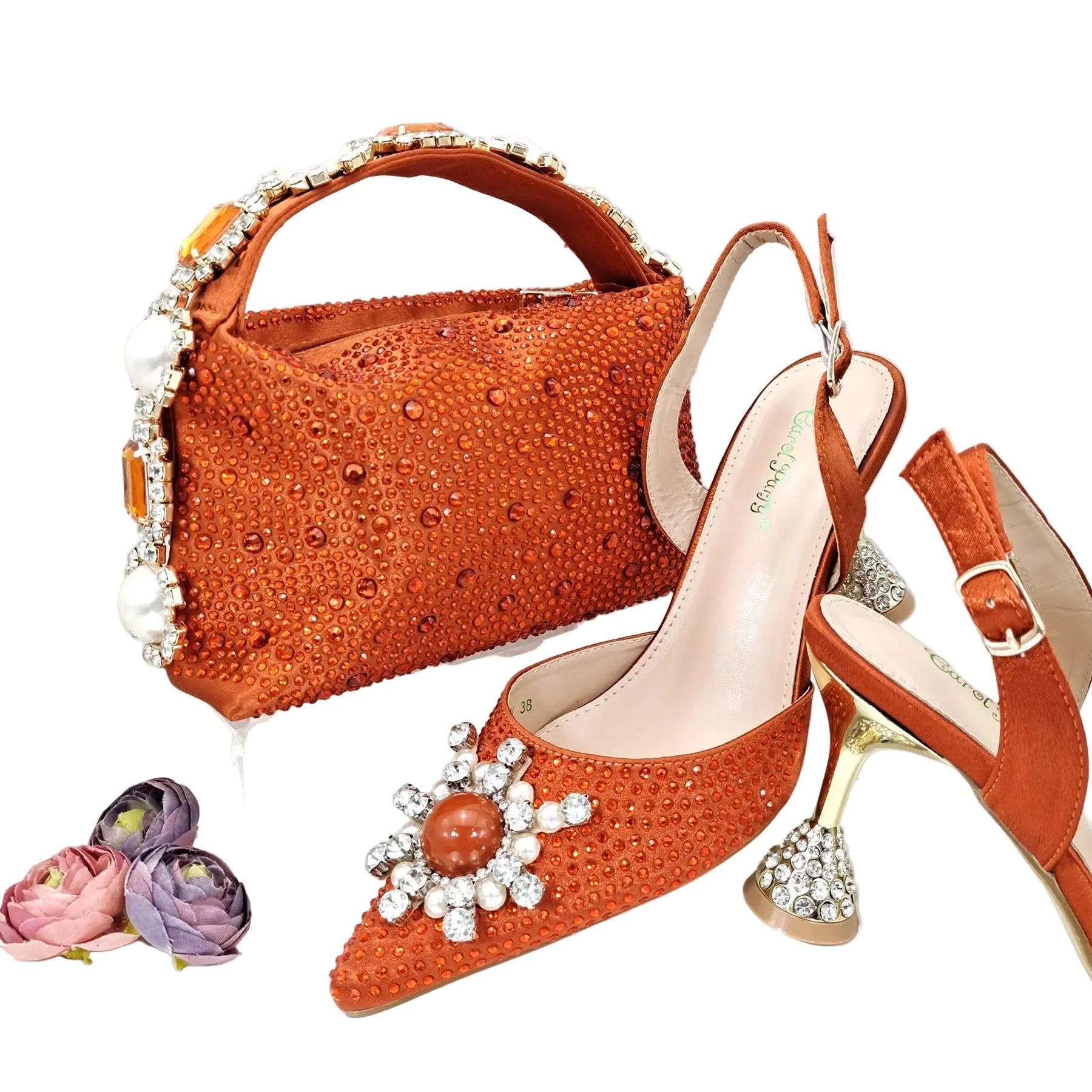 Women's Shoes and Bag Set with Shinning Crystal EDL435 - Luzilly Bridal & Apparel