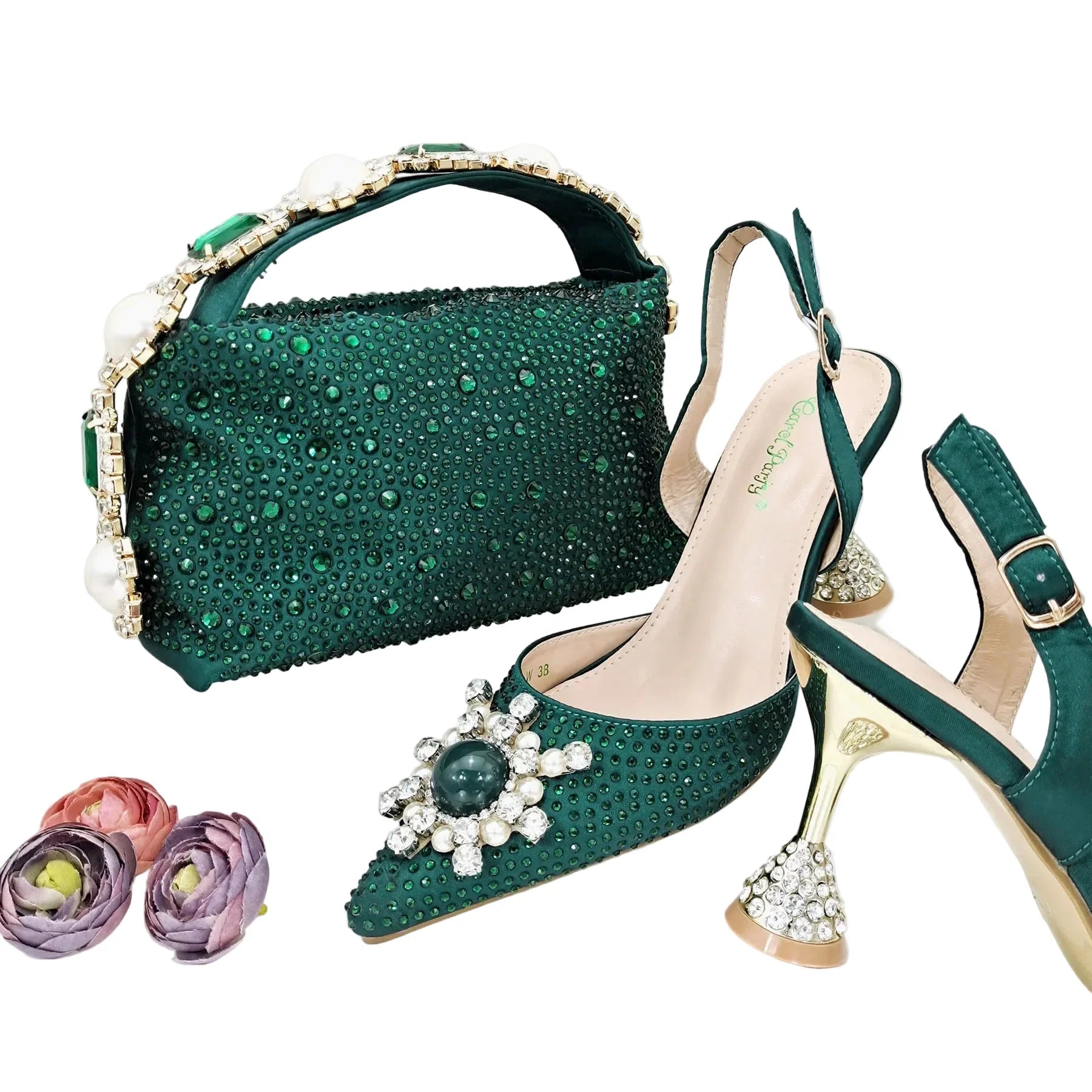 Women's Shoes and Bag Set with Shinning Crystal EDL435 - Luzilly Bridal & Apparel
