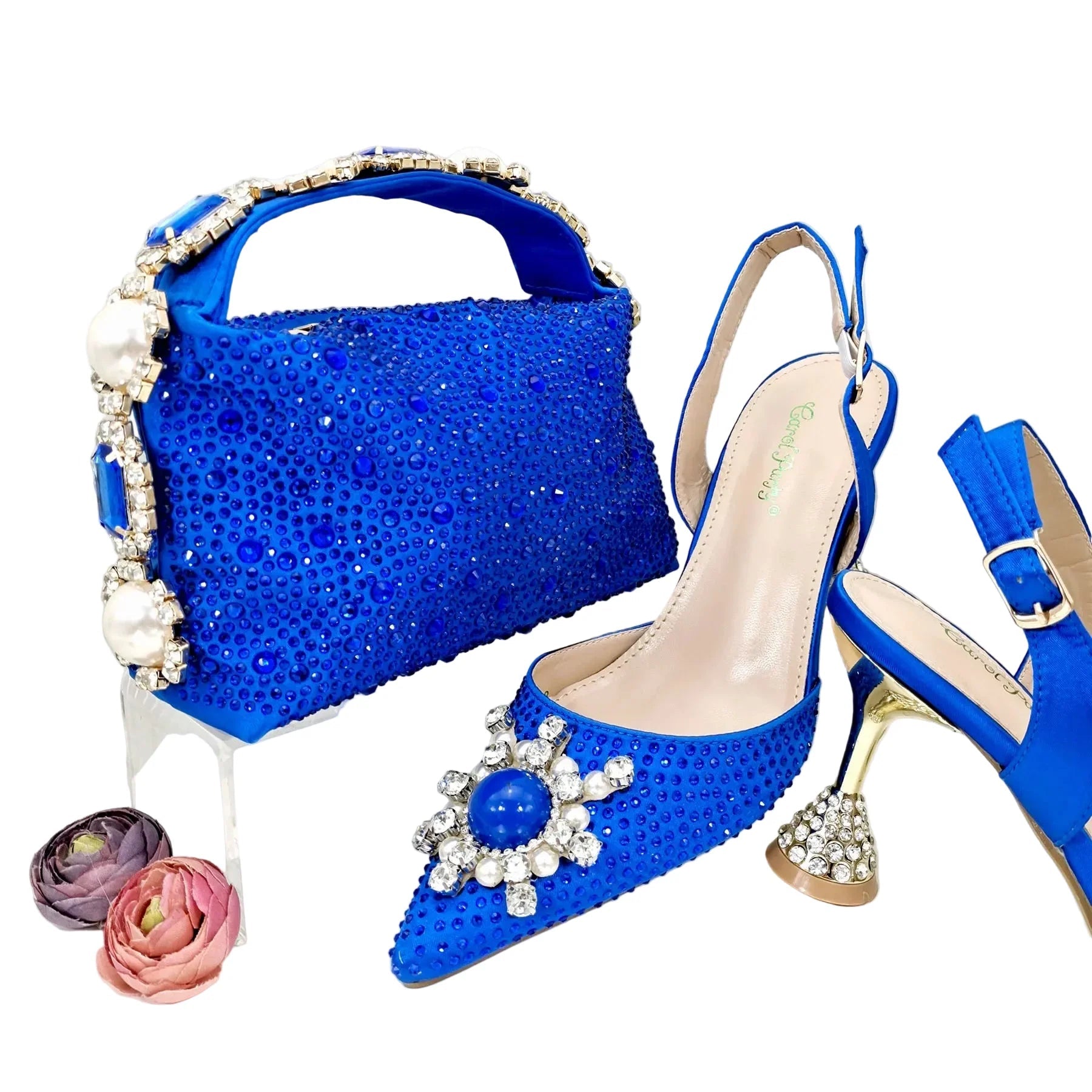Women's Shoes and Bag Set with Shinning Crystal EDL435 - Luzilly Bridal & Apparel