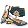 Women's Silver Mid Heels Frosted Crystal Shoes And Bag Set - Luzilly Bridal & Apparel