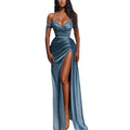 Women's Solid Color Hot Diamond Short Sleeve V-Neck Wedding Dress - Luzilly Bridal & Apparel