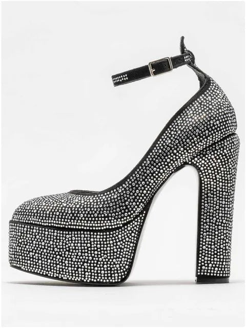 Women's Spring and Summer New Super High Heel Thick Soled Women's Shoes Fashion Rhinestone Wedding Party Party Women's Shoes - Luzilly Bridal & Apparel