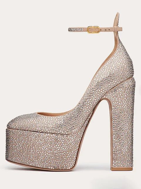 Women's Spring and Summer New Super High Heel Thick Soled Women's Shoes Fashion Rhinestone Wedding Party Party Women's Shoes - Luzilly Bridal & Apparel