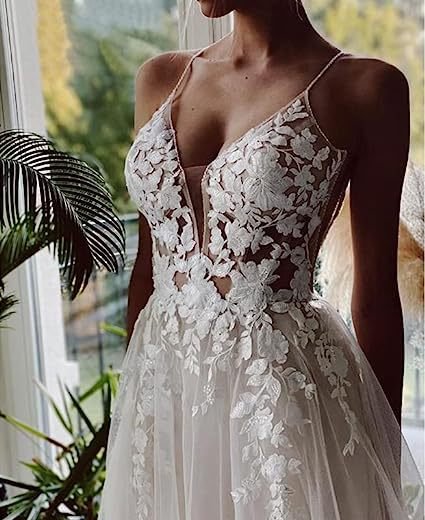 Women's Wedding Dress Lace Strap Backless - Luzilly Bridal & Apparel