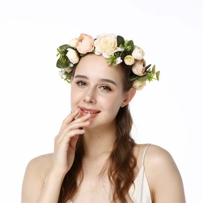 Wreath, European and American fashion, women's simulated flower hair accessories, Hawaiian wedding photography, headwear, headwear for women - Luzilly Bridal & Apparel