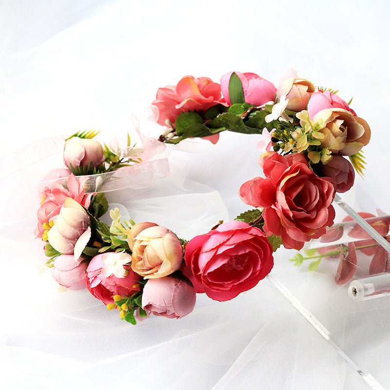 Wreath, European and American fashion, women's simulated flower hair accessories, Hawaiian wedding photography, headwear, headwear for women - Luzilly Bridal & Apparel