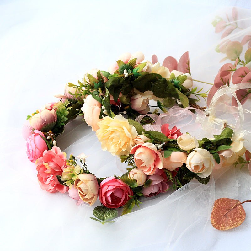 Wreath, European and American fashion, women's simulated flower hair accessories, Hawaiian wedding photography, headwear, headwear for women - Luzilly Bridal & Apparel