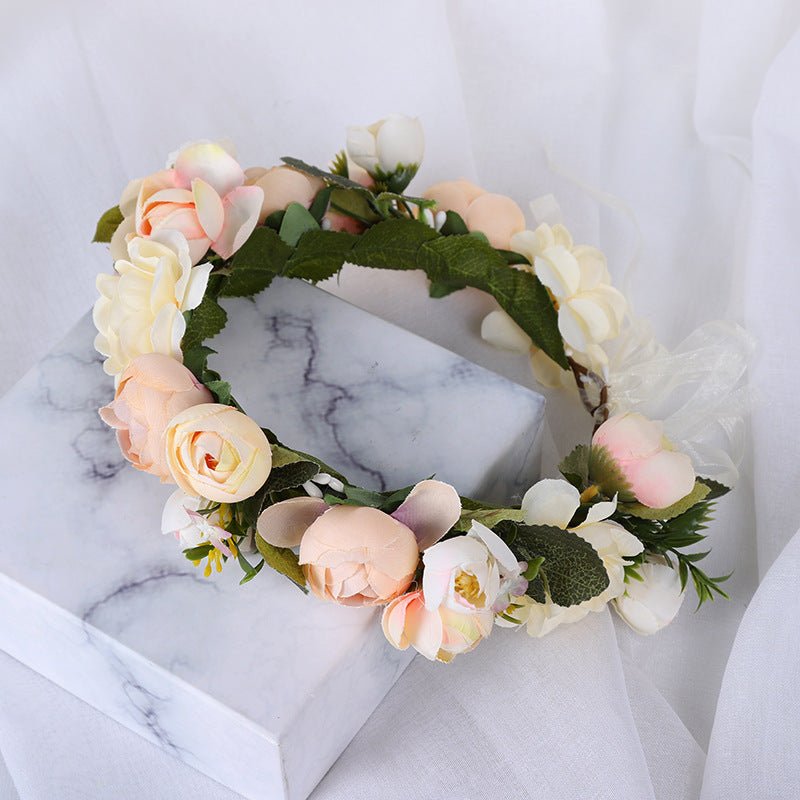 Wreath, European and American fashion, women's simulated flower hair accessories, Hawaiian wedding photography, headwear, headwear for women - Luzilly Bridal & Apparel