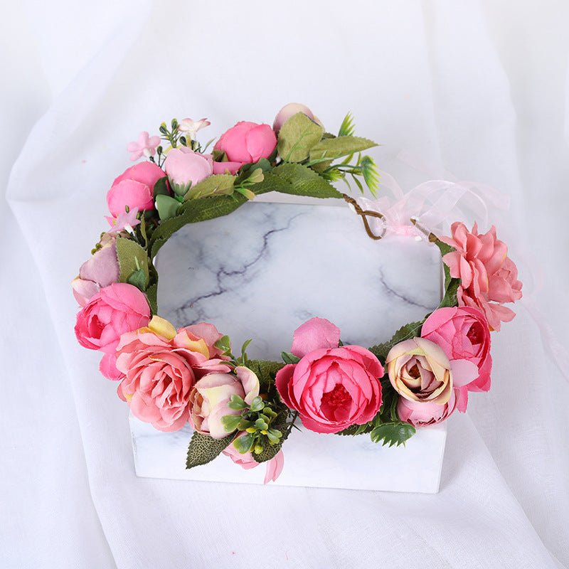 Wreath, European and American fashion, women's simulated flower hair accessories, Hawaiian wedding photography, headwear, headwear for women - Luzilly Bridal & Apparel