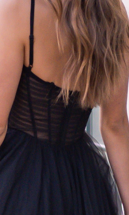 Yasmin Gown - Black - Tulle A-line Dress With Pleated Bodice - Luzilly Bridal & Apparel