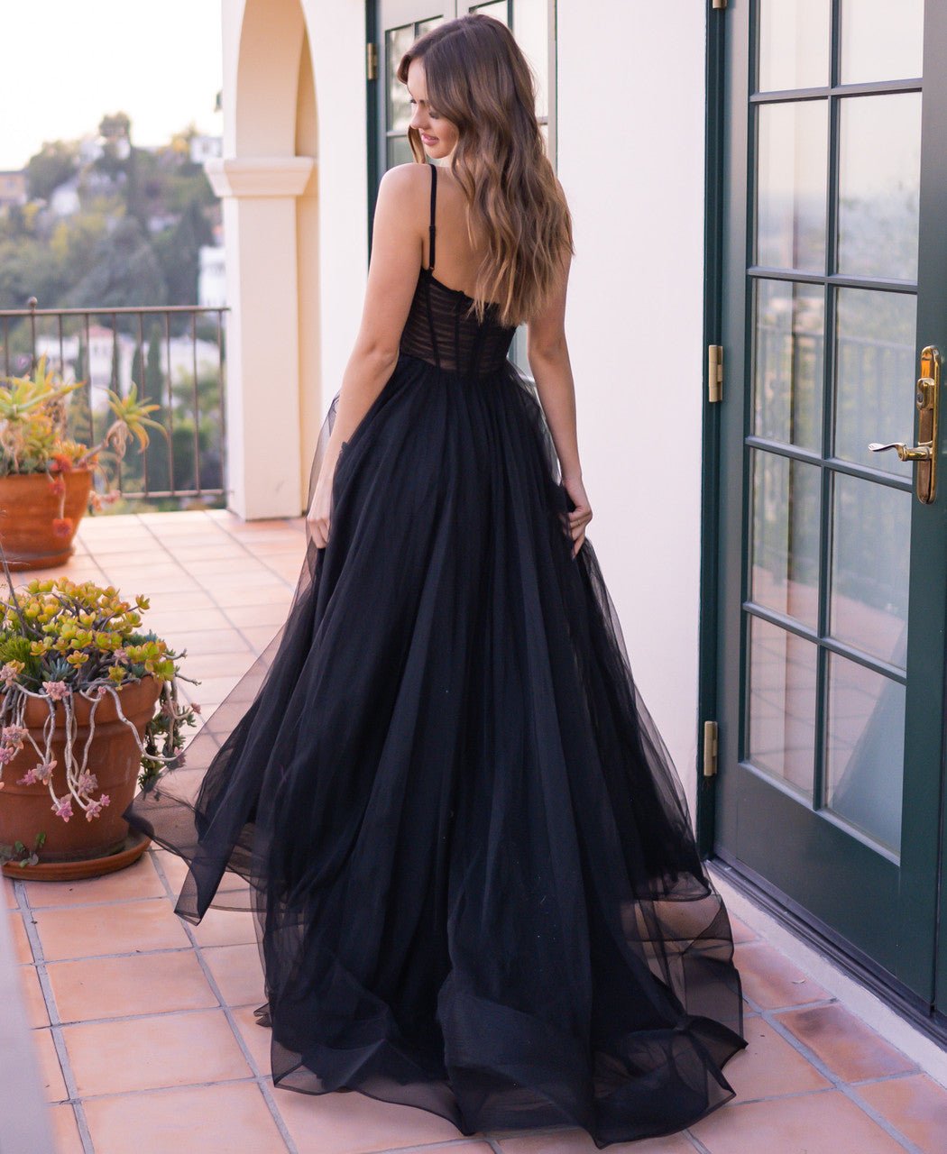 Yasmin Gown - Black - Tulle A-line Dress With Pleated Bodice - Luzilly Bridal & Apparel