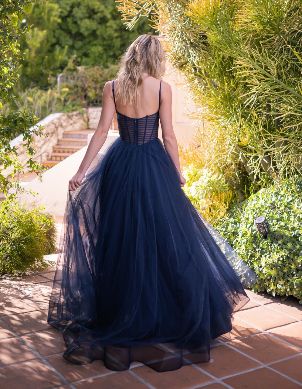 Yasmin Gown - Navy - Tulle A-line Dress With Pleated Bodice - Luzilly Bridal & Apparel